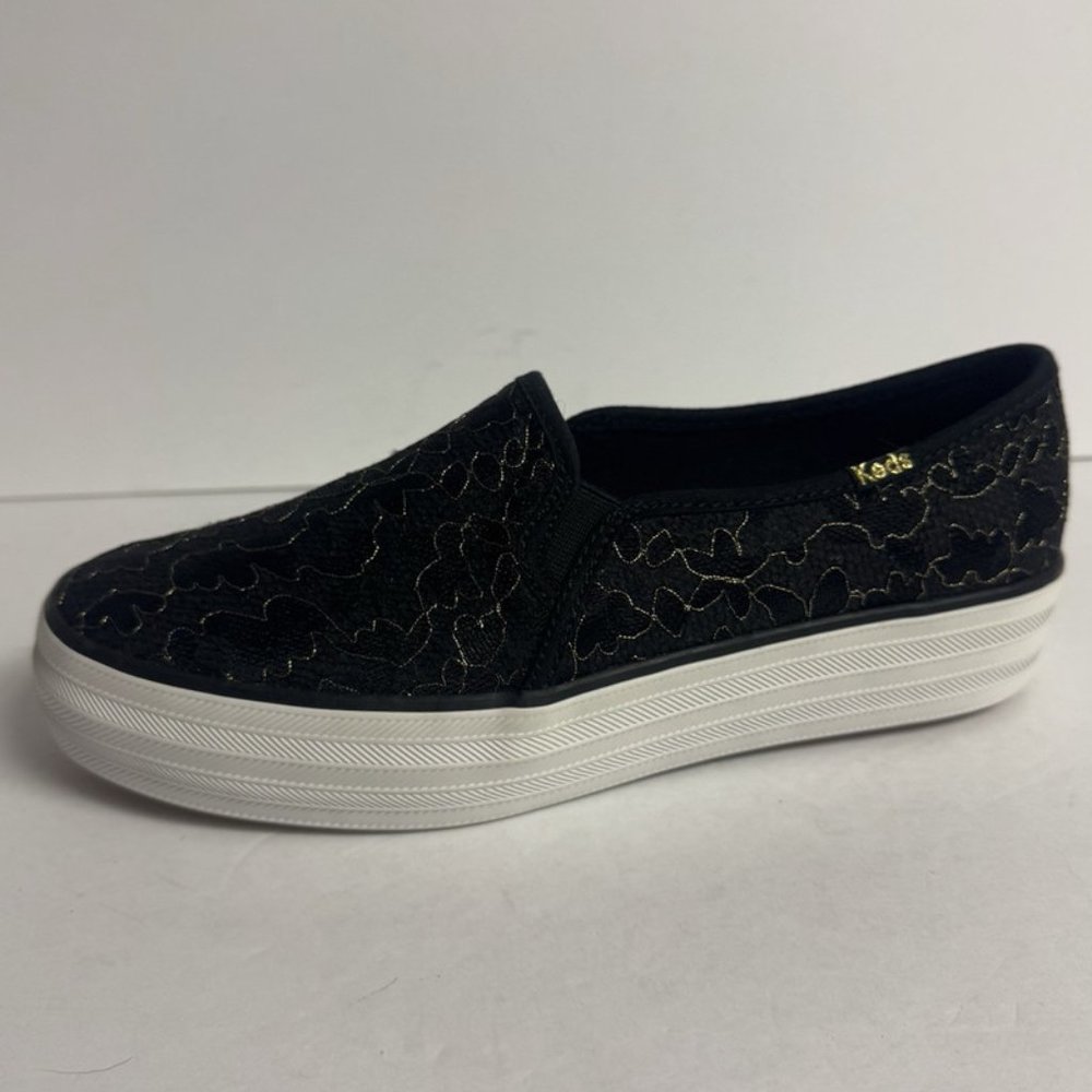 Keds Womens Triple Decker Lace Sneaker Black Size 6.5 M